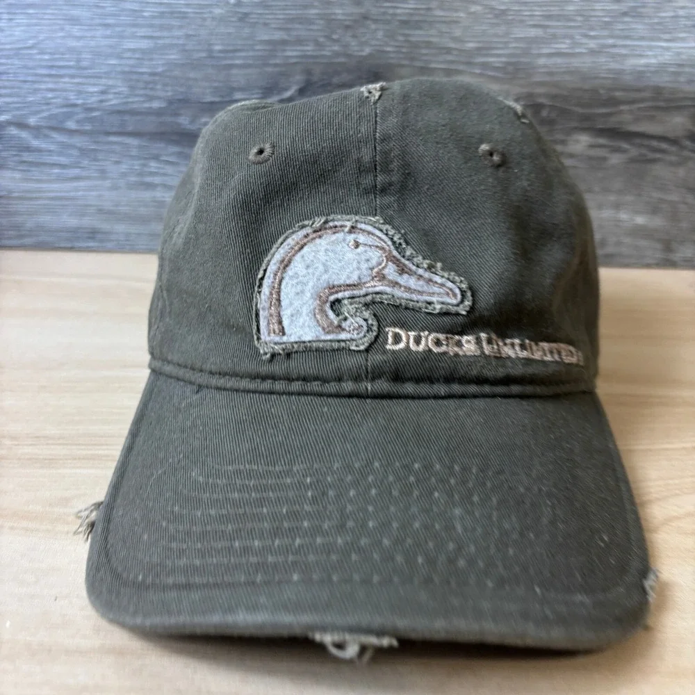 Ducks Unlimited Hat Cap Strap Back One‎ Size Brown Hunting Outdoors Distressed